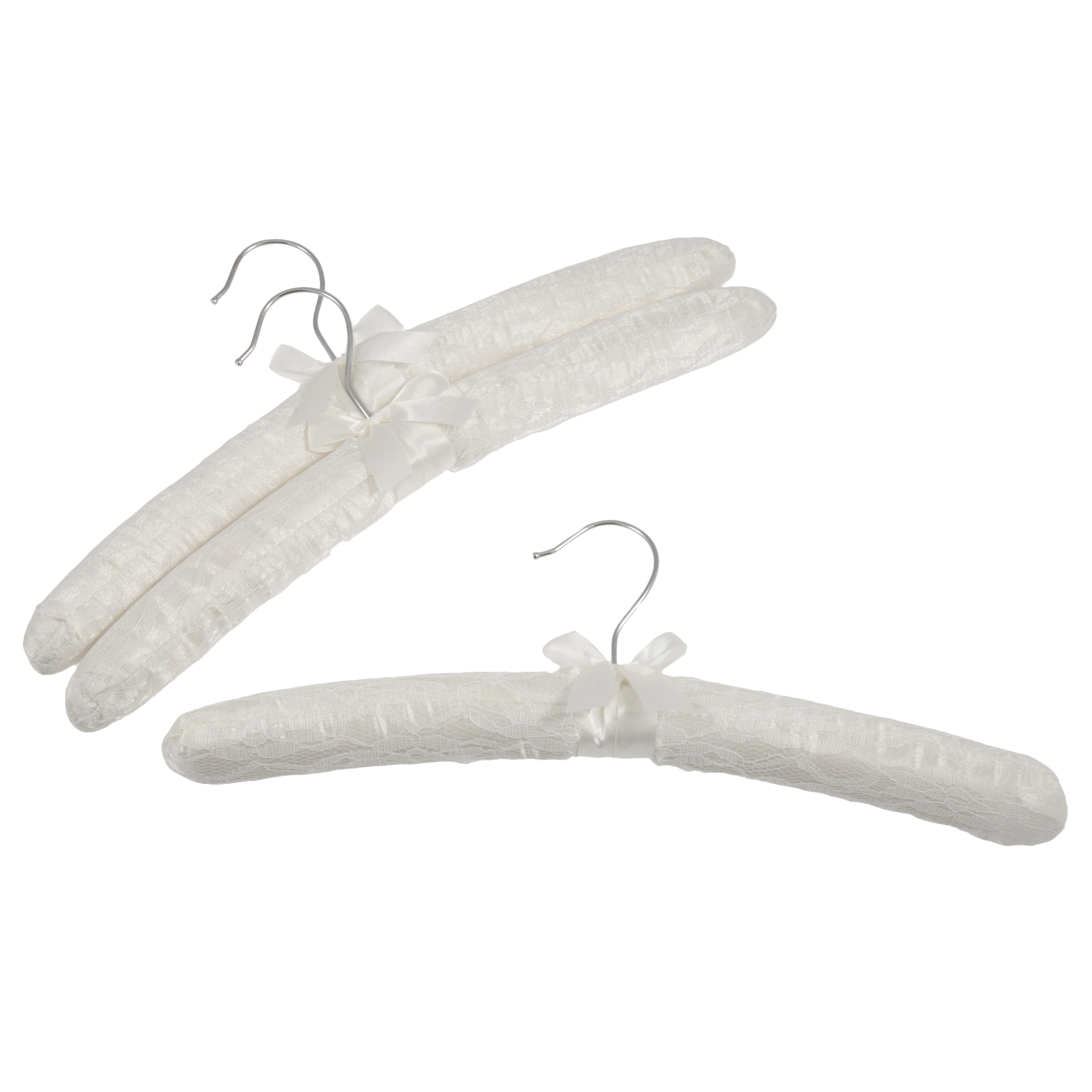 Picture of Hangers: Lace-Covered Satin: Ivory: Pack of 3