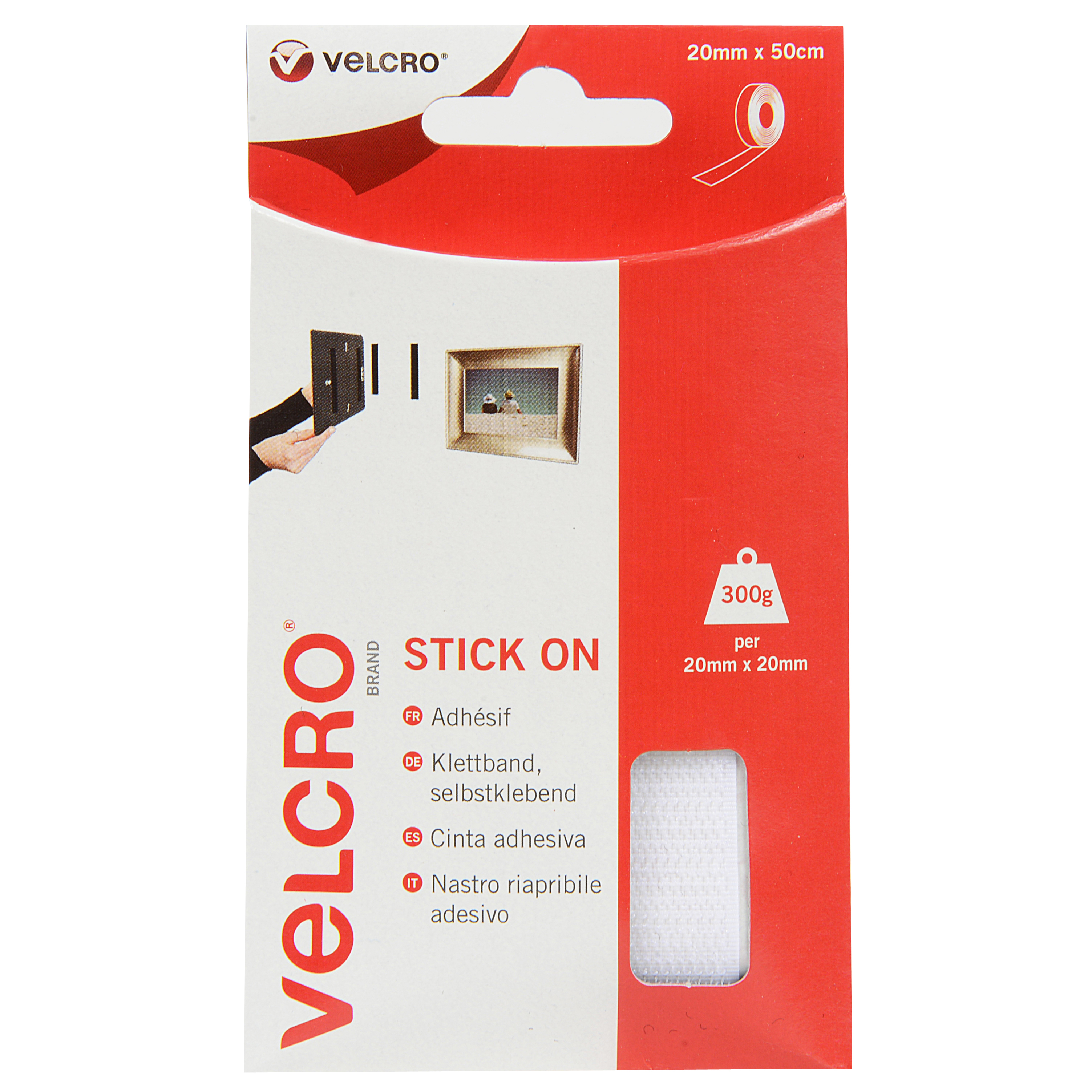 Picture of Hook & Loop Tape: Stick-On: 50cm x 20mm: White