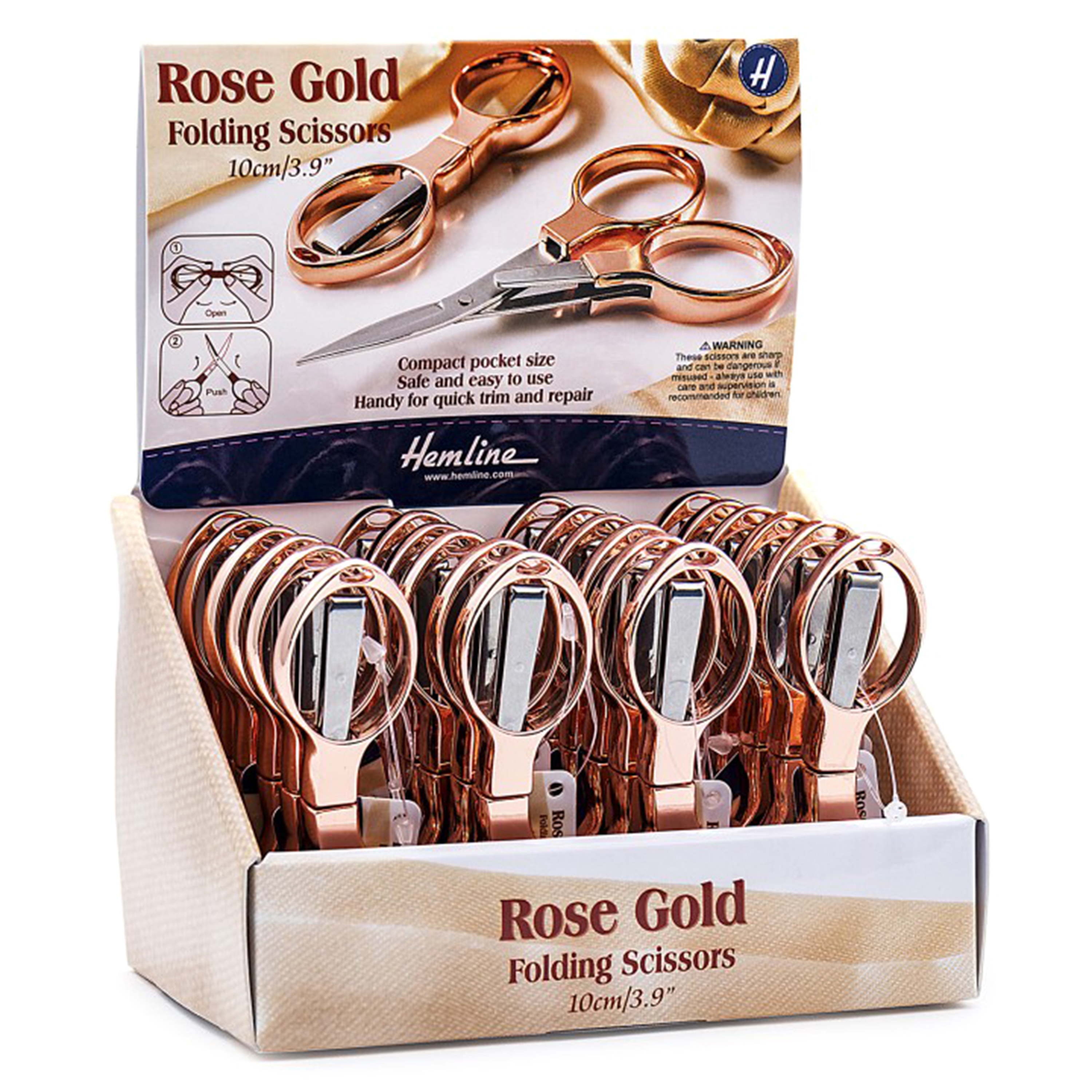 Picture of Counter Display Unit: Scissors: Folding: 10cm/4in: Rose Gold: 24 Pieces