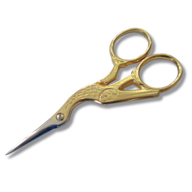 Picture of Scissors: Embroidery: Gold-Plated: Stork Style: 9cm or 3.5in