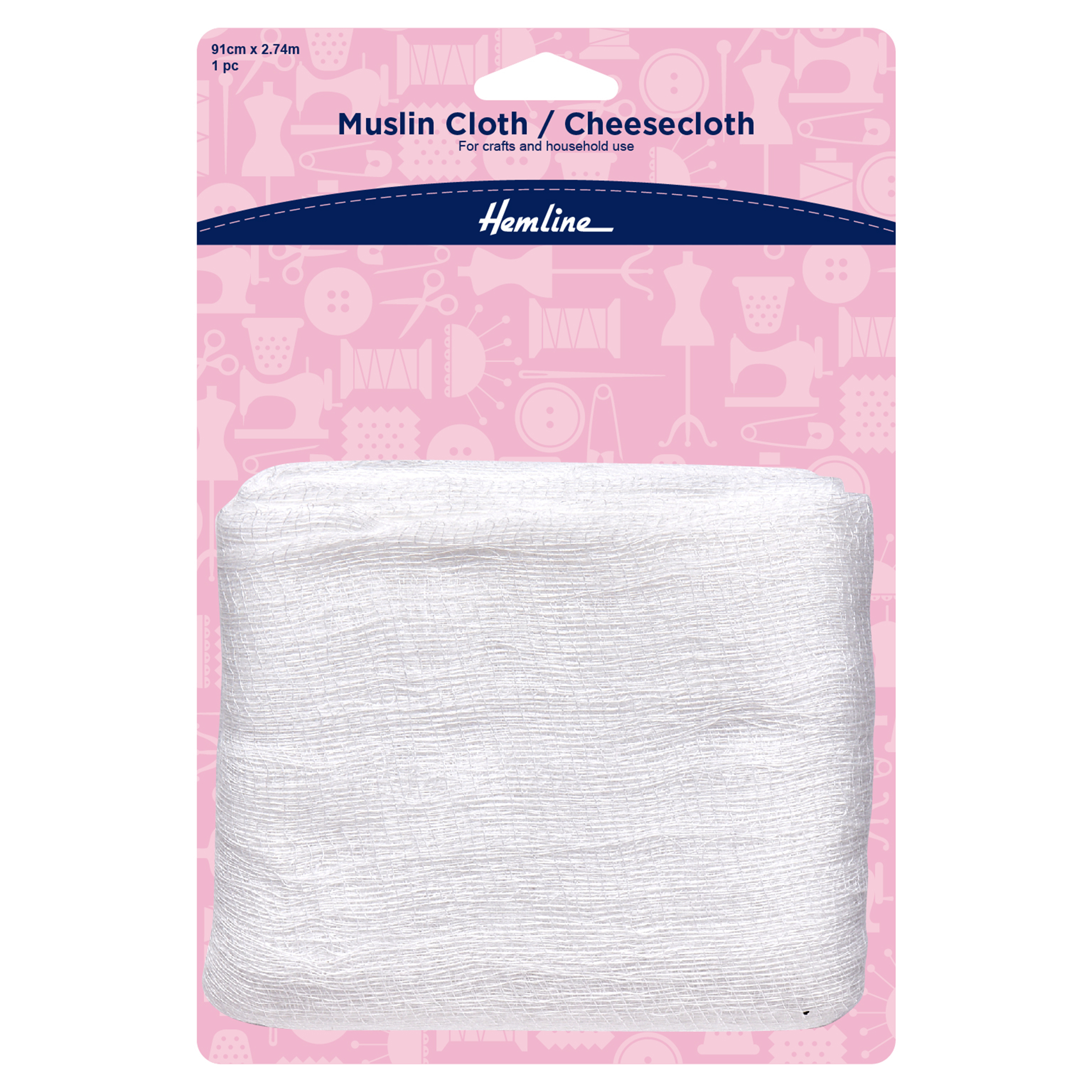 Hemline Muslin Cheese Cloth: 2.74m x 91cm Hemline Muslin Cheese Cloth: 2.74m x 91cm