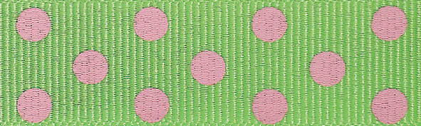 Picture of Spotty Grosgrain: 4m x 15mm: Green/Pink