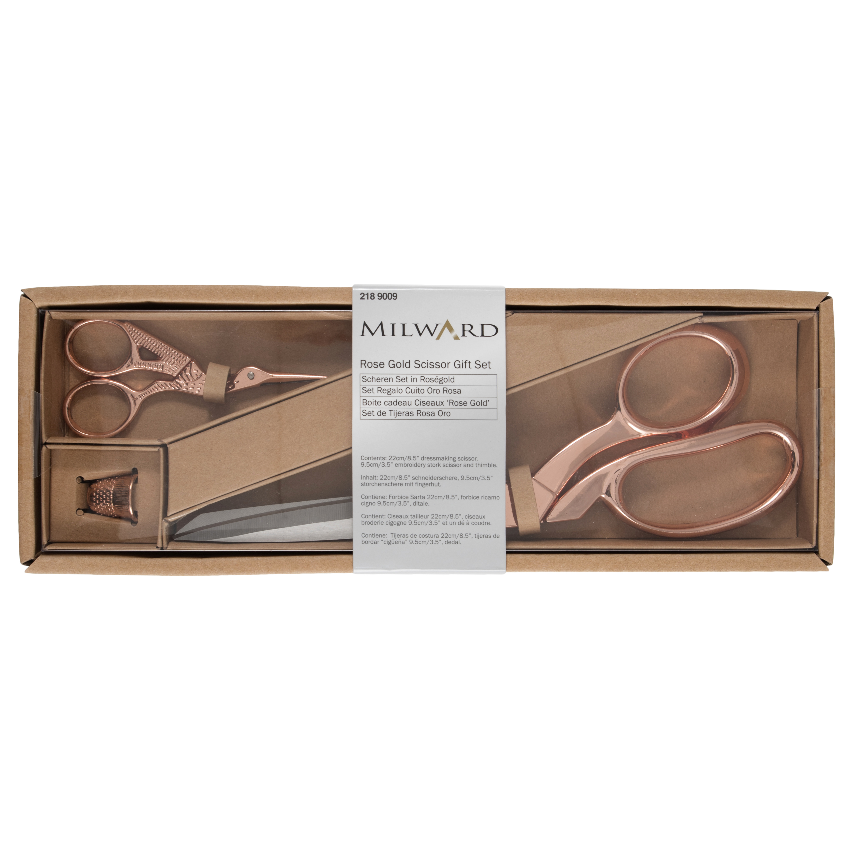 Picture of Scissors: Gift Set: Dressmaking and Embroidery Scissors with Thimble: Rose Gold