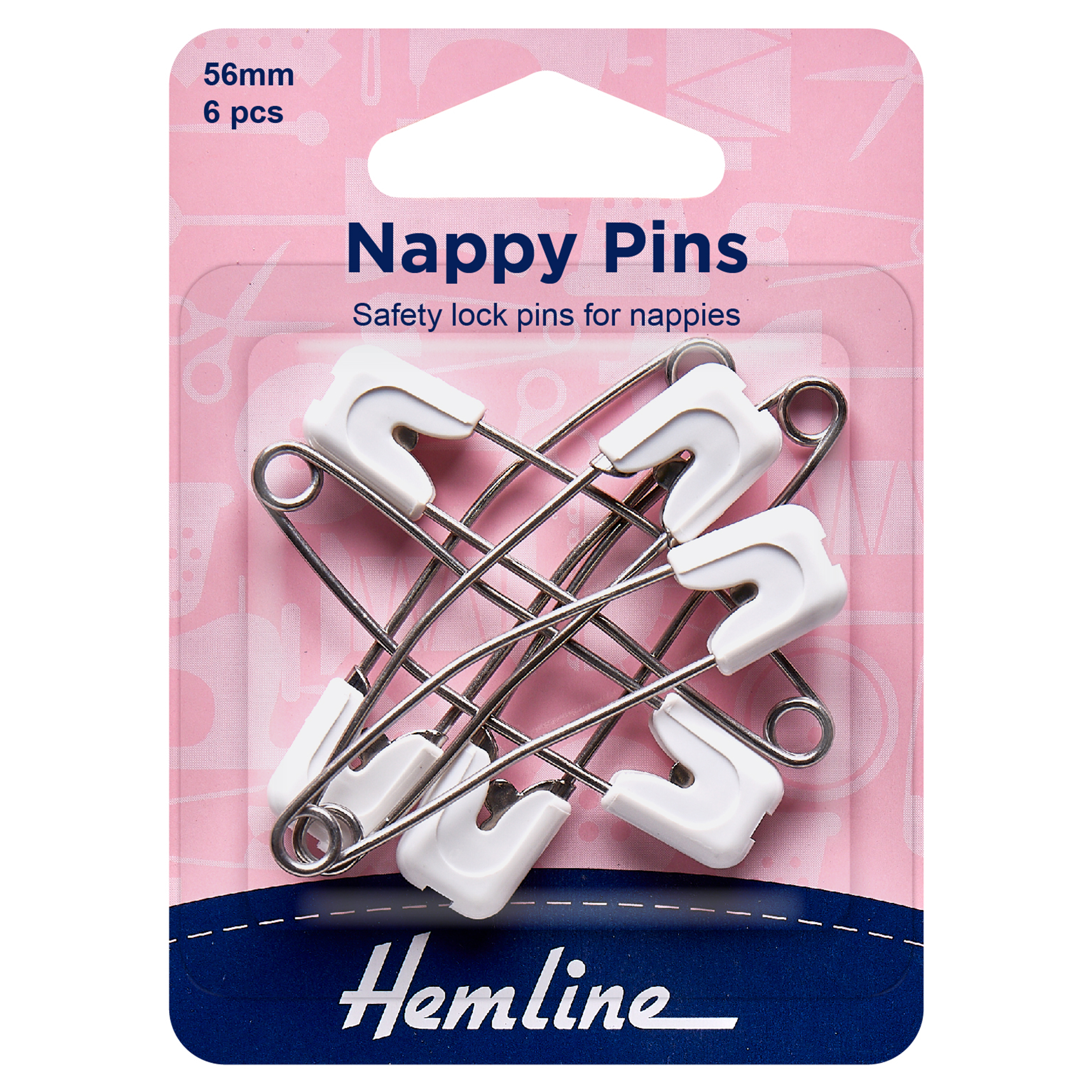 Picture of Nappy Pins: 56mm: White: 6 Pieces