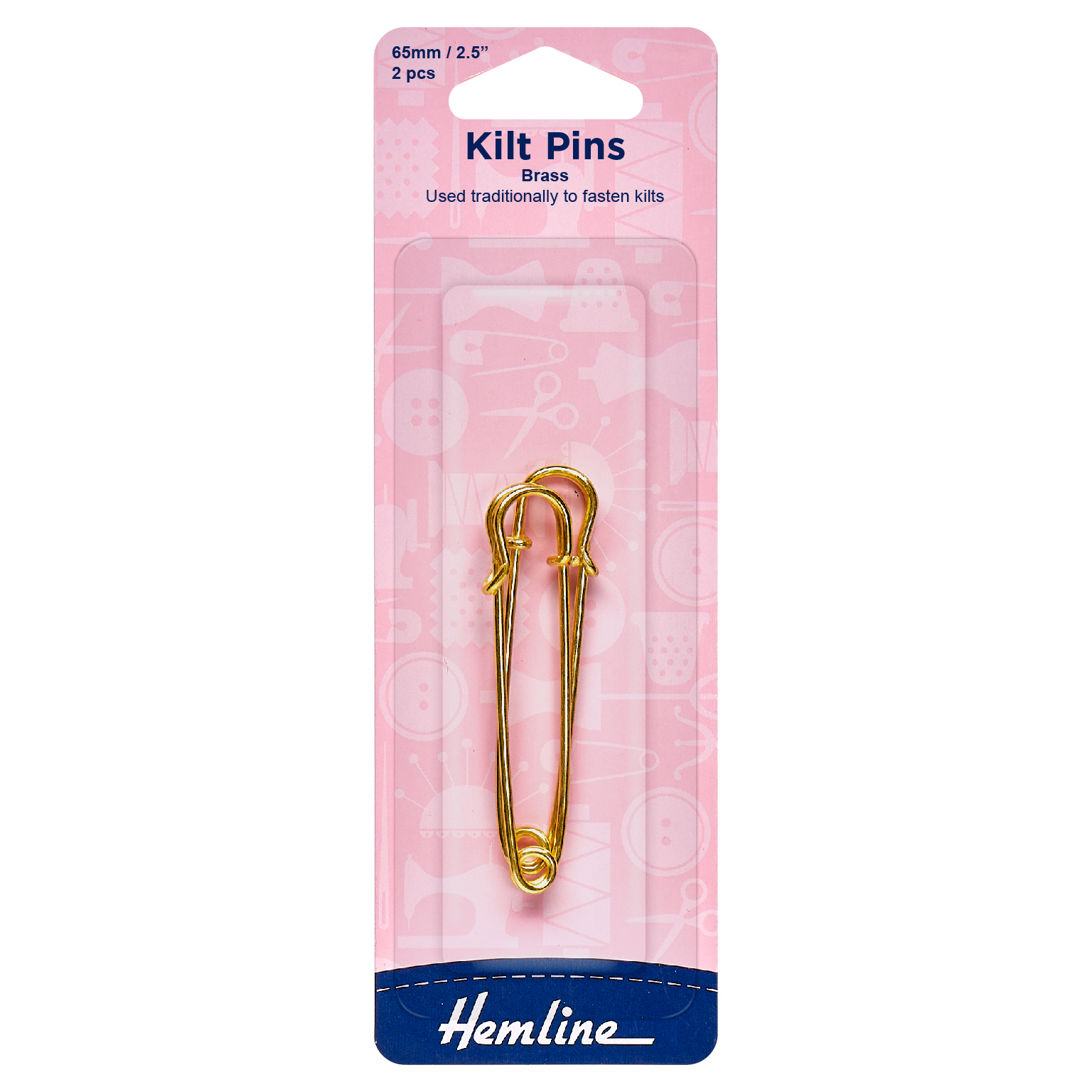 Kilt Pins 65mm Gold 2 Pieces Hemline Groves and Banks