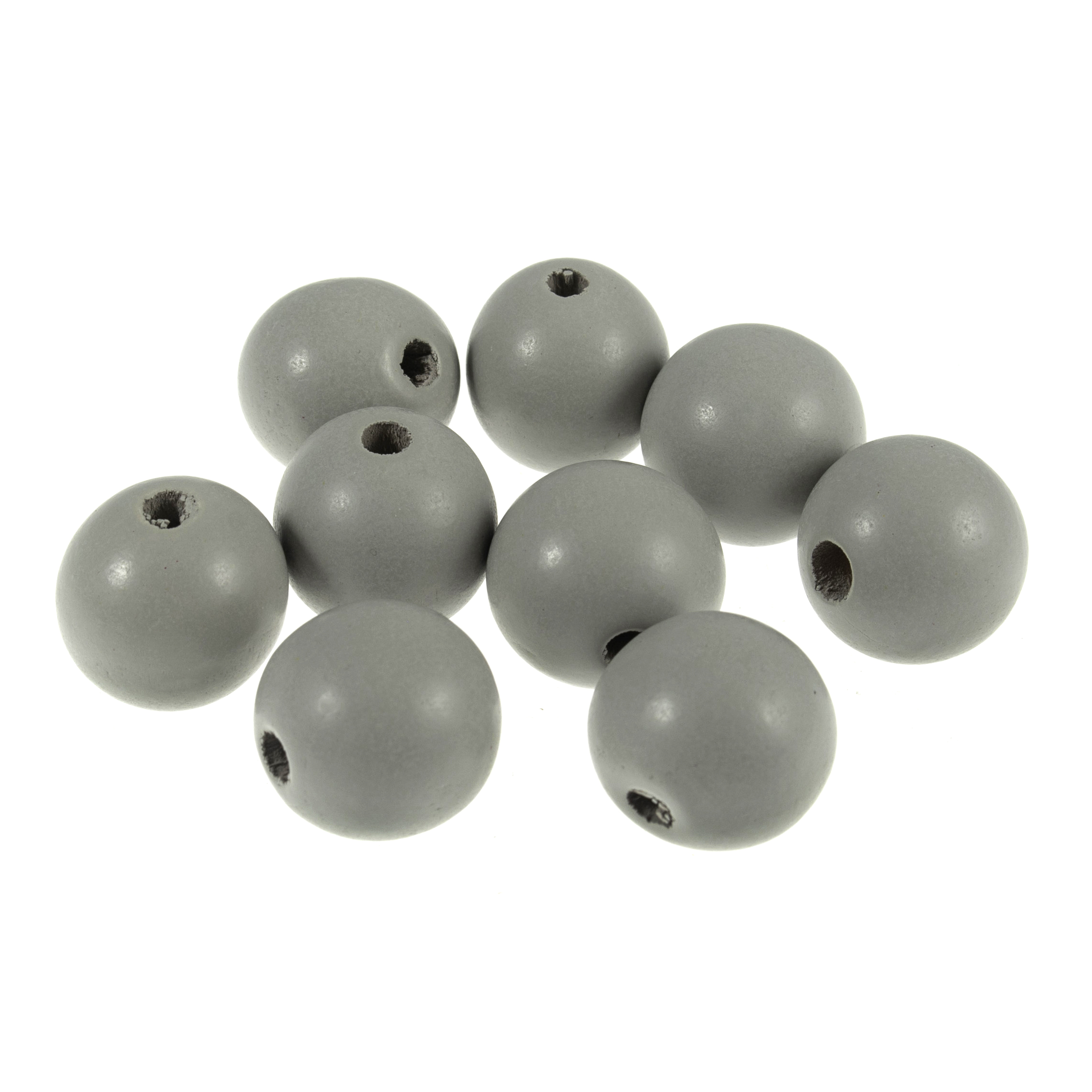 Wooden Craft Beads Round 25mm 9 Pieces Grey Trimits Groves and