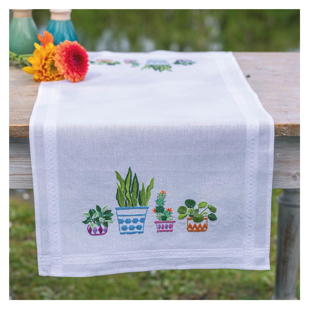 Embroidery Kit Table Runner House Plants Vervaco Groves and Banks