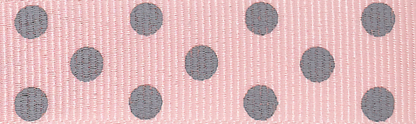 Picture of Spotty Grosgrain: 4m x 15mm: Pink and Grey
