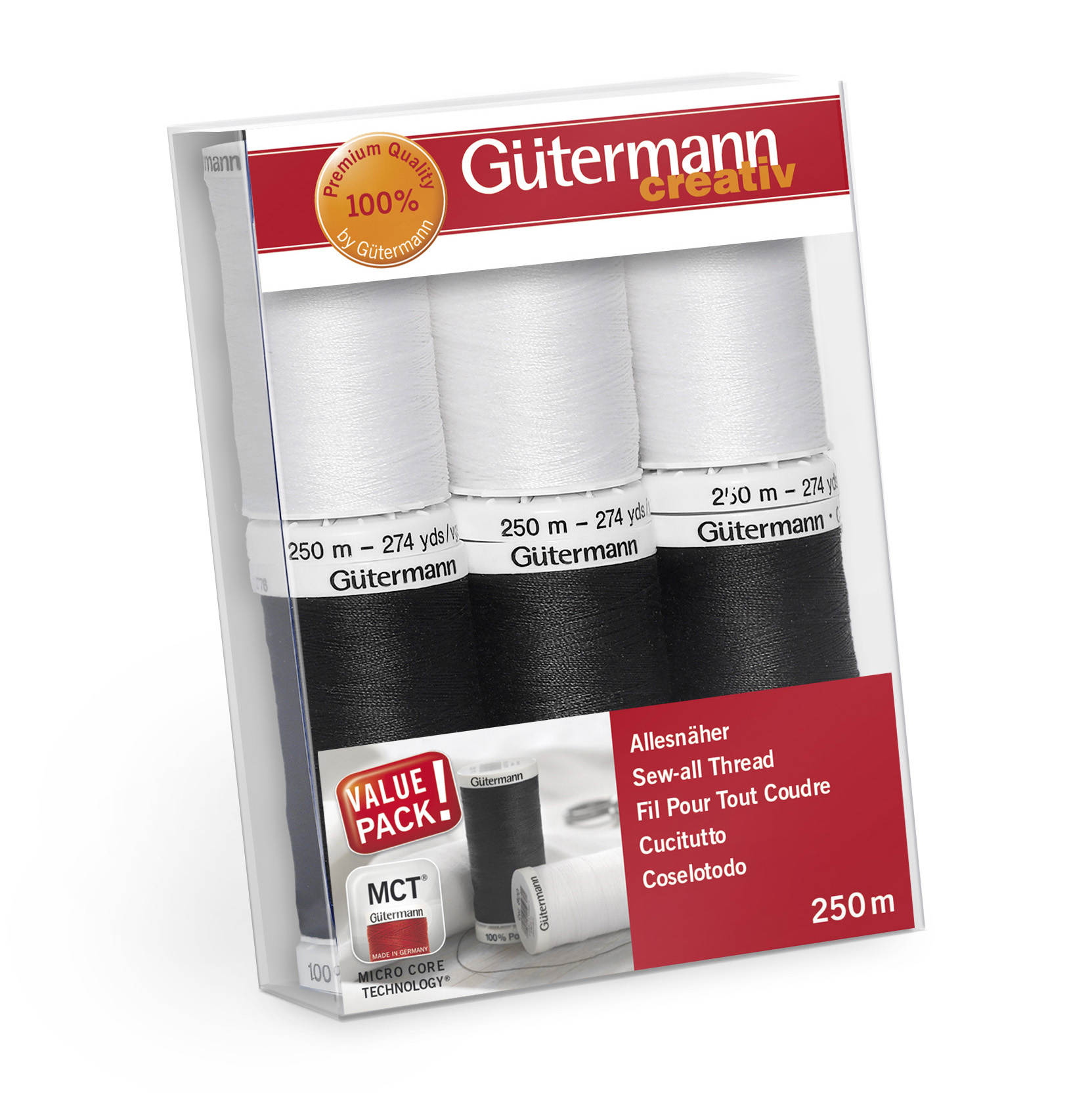 Picture of Thread Set: Sew-All: 6 x 250m: Black & White