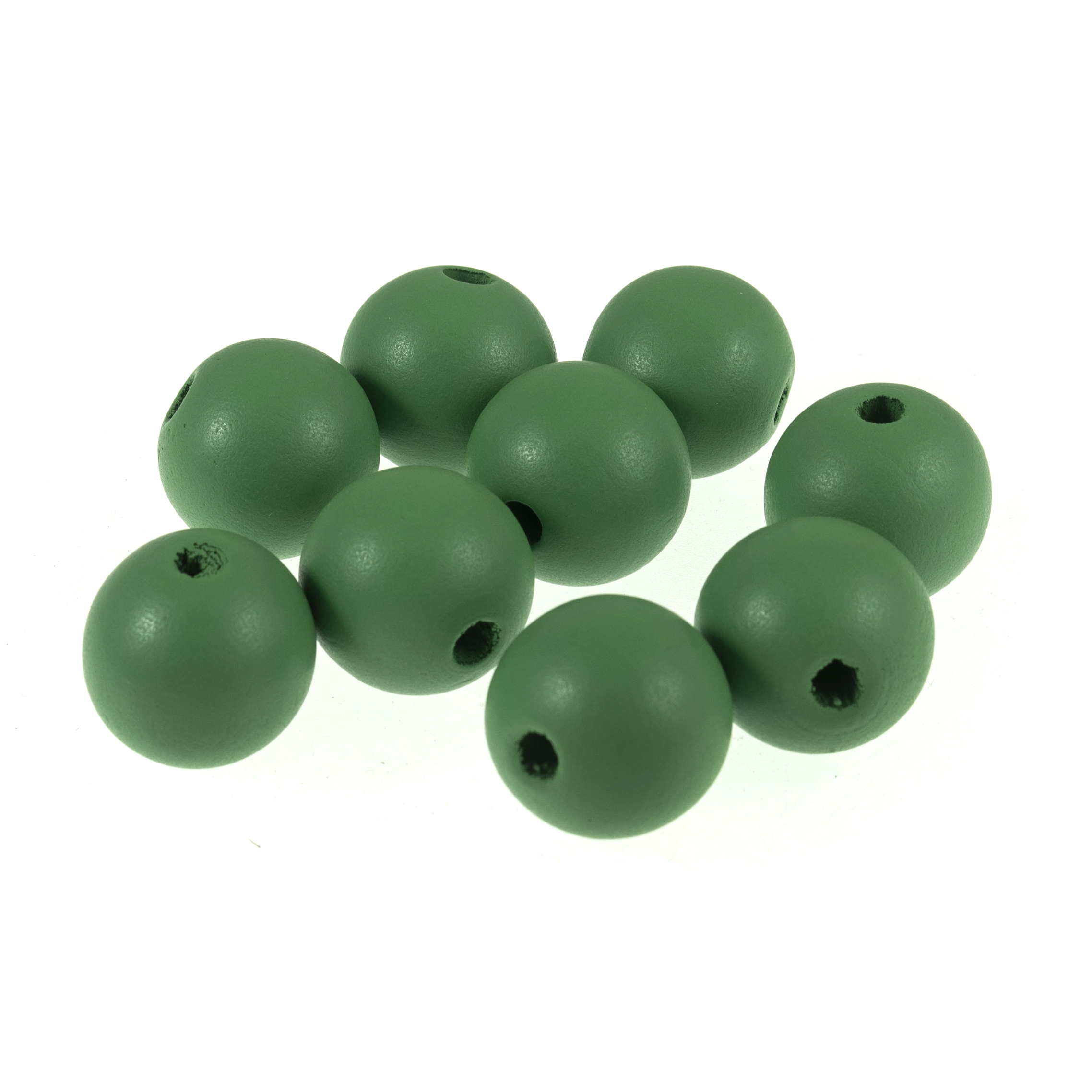 Wooden Craft Beads: Round: 2.5cm: Green: 9 Pieces - Trimits