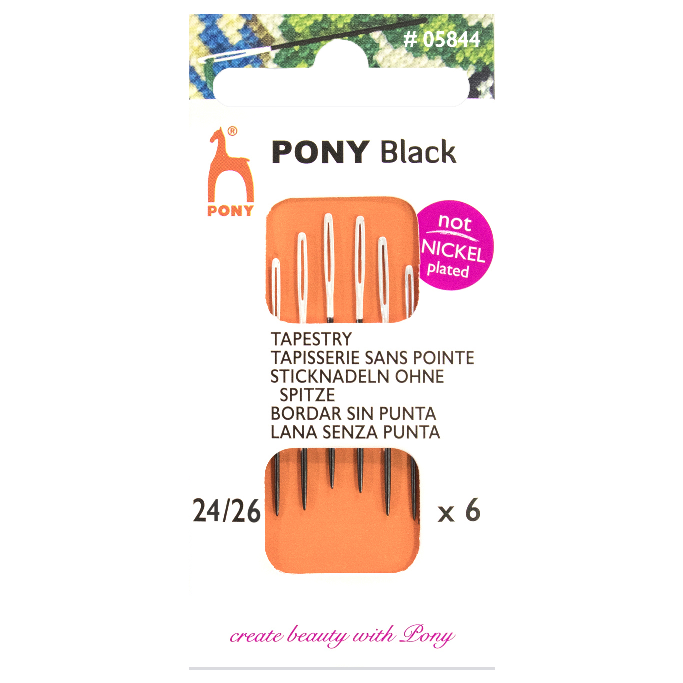 Picture of Hand Sewing Needles: Tapestry: Black with White Eye: Sizes 24-26