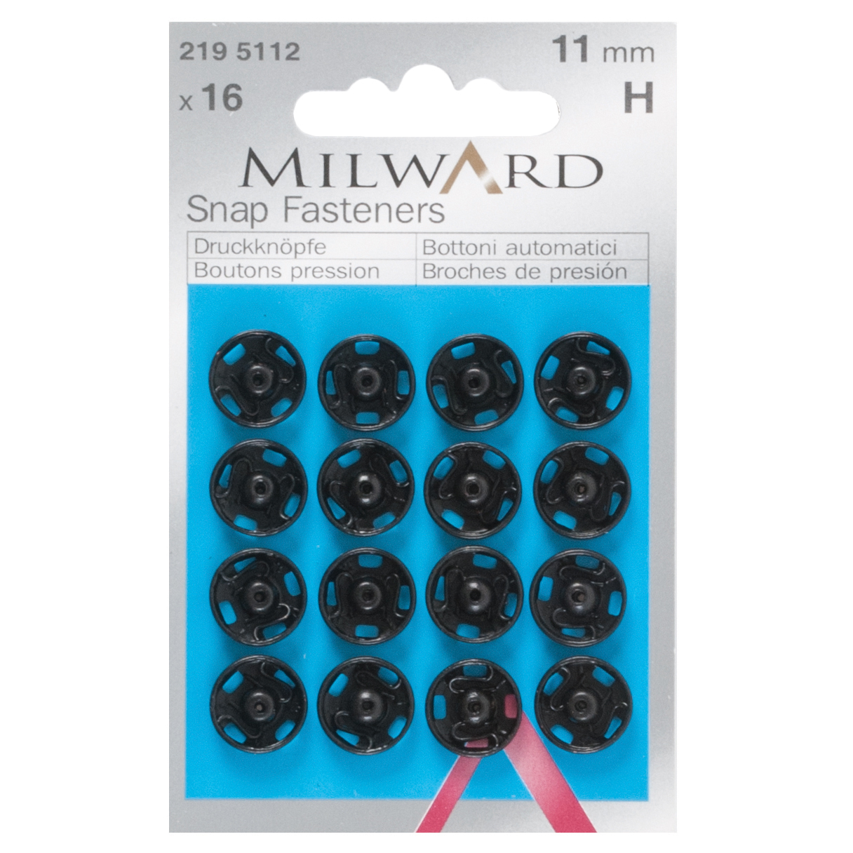 Snap Fasteners Black 11mm 16 Pieces Milward Groves And Banks