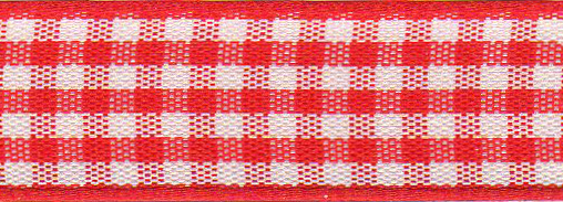 Picture of Ribbon: Gingham: 20m x 5mm: Red