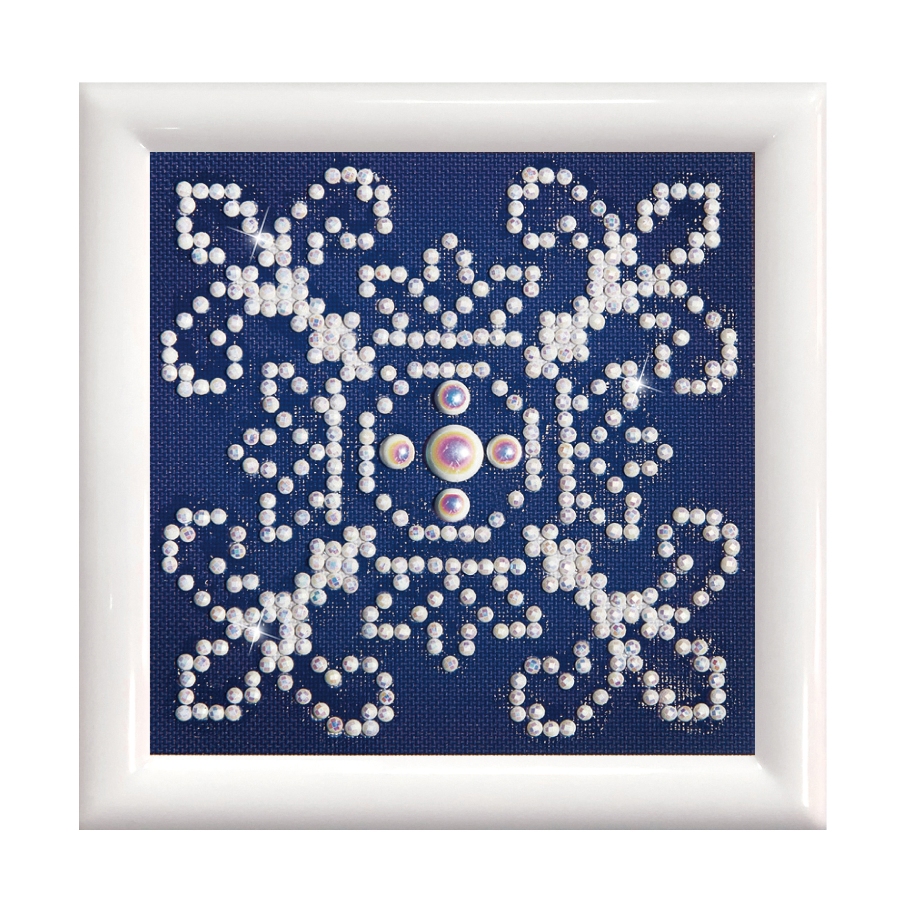 Picture of Diamond Painting Kit: White on Blue: with Frame