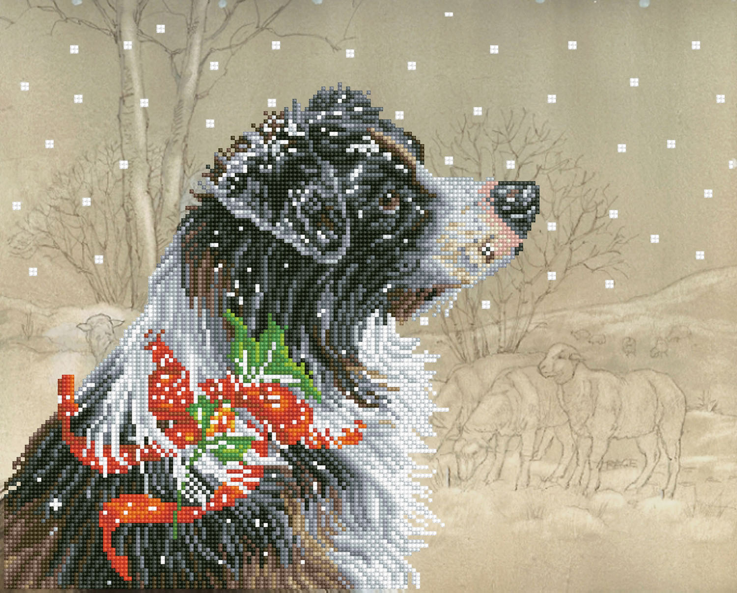 Picture of Diamond Painting Kit: Christmas Collie
