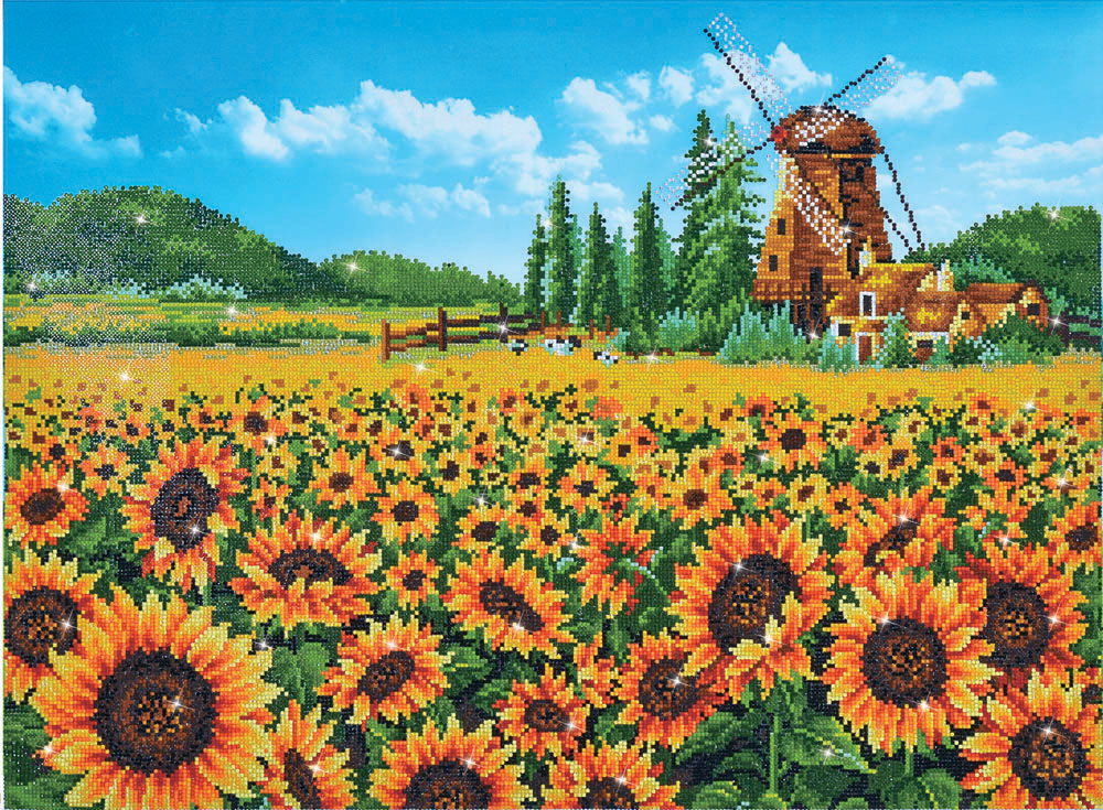 Diamond Painting Kit Sunflower Windmill Diamond Dotz® Groves and Banks