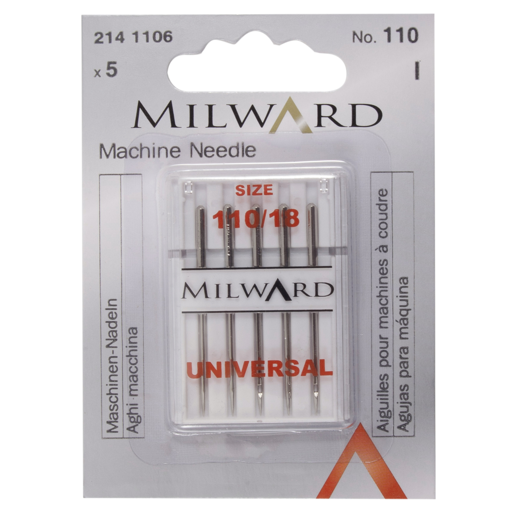 Sewing Machine Needles Universal 110(18) 5 Pieces Milward Groves