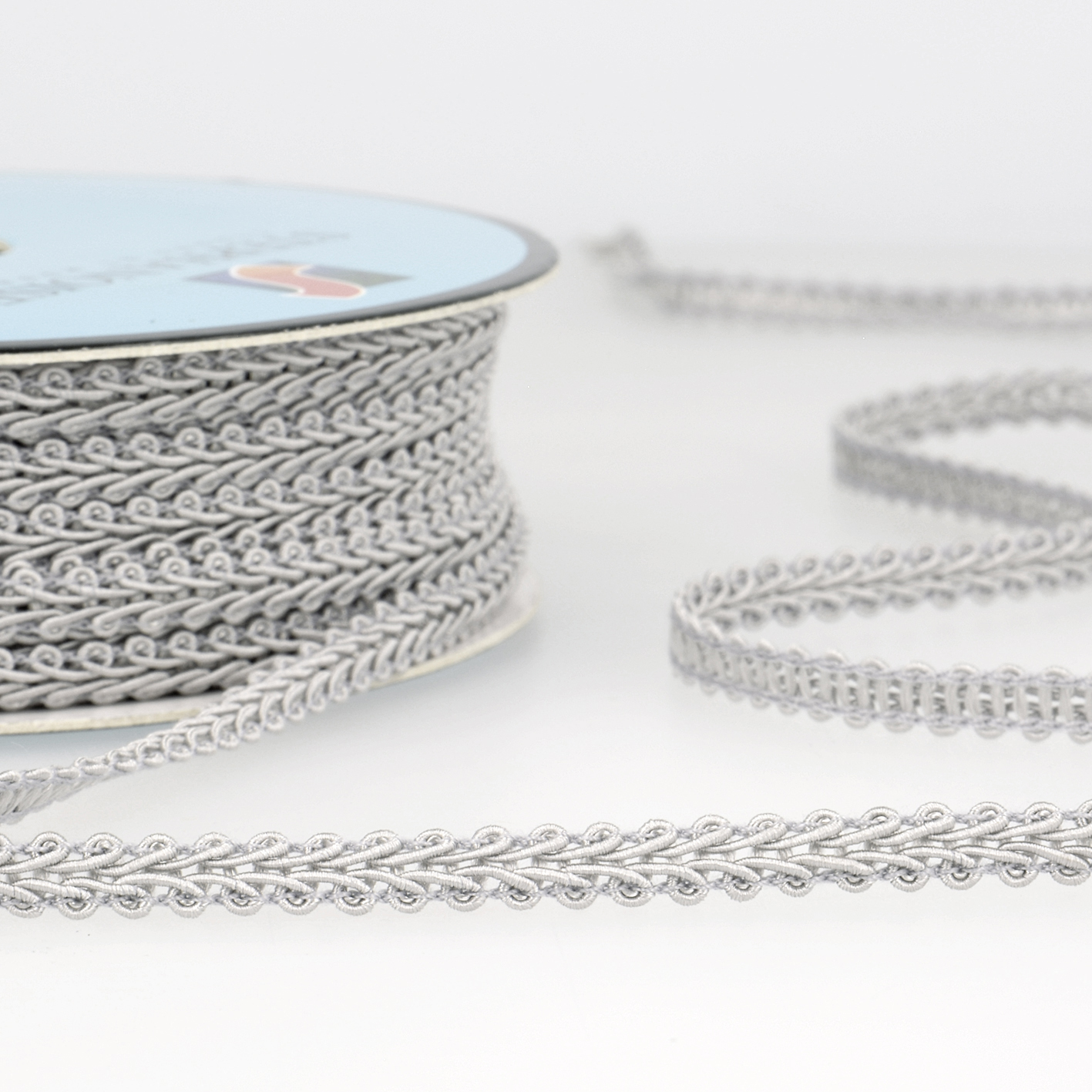 Trim Gimp Braid Small 25m x 6mm Light Grey Stephanoise Groves
