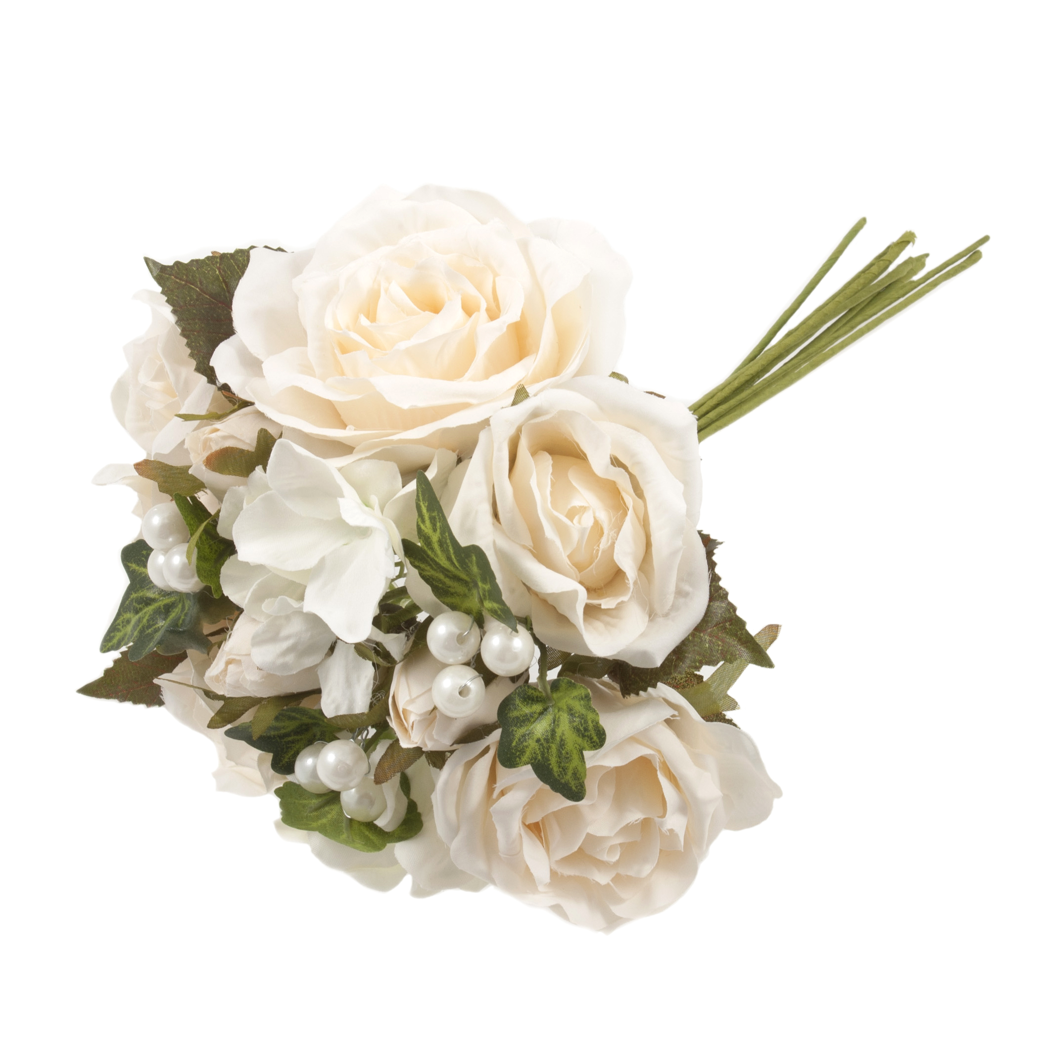 Bouquet: Rose with Pearls: 12 Assorted Stems: 30cm: White - Occasions ...