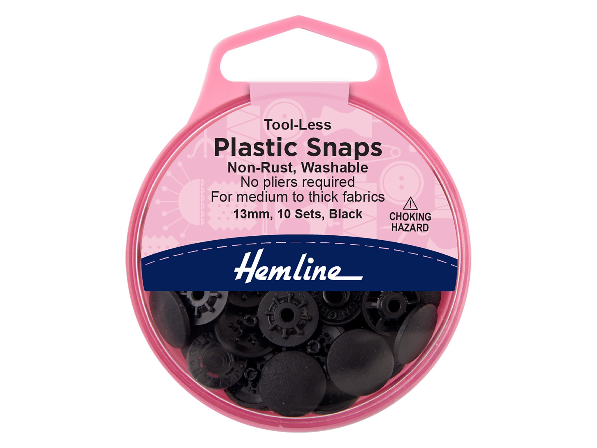 Snap Fasteners: Plastic: Tool-less: 13mm: Black - Hemline - Groves and ...
