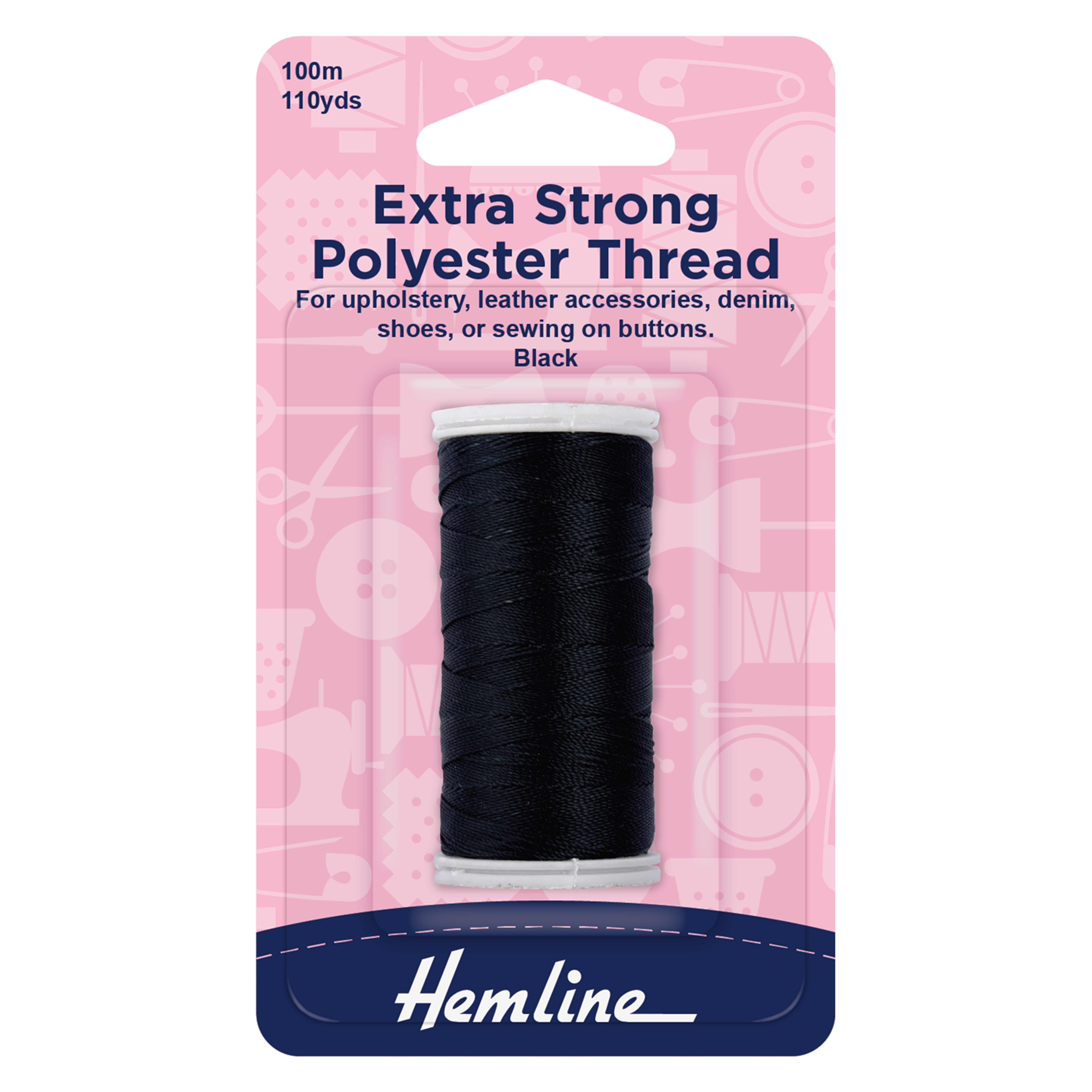 Picture of Thread: Extra Strong: Polyester: 100m: Black