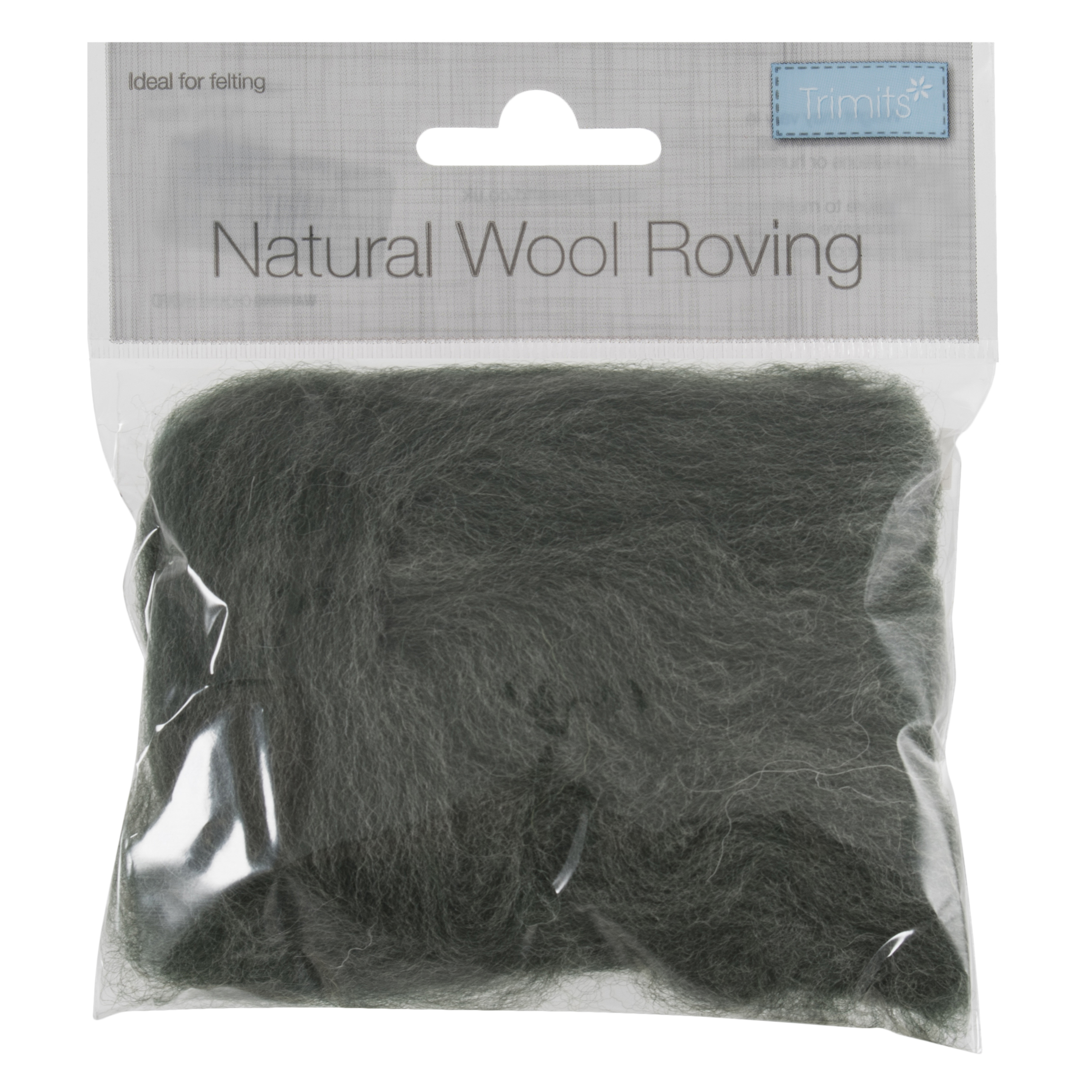 Natural Wool Roving 10g Melange Green Trimits Groves and Banks