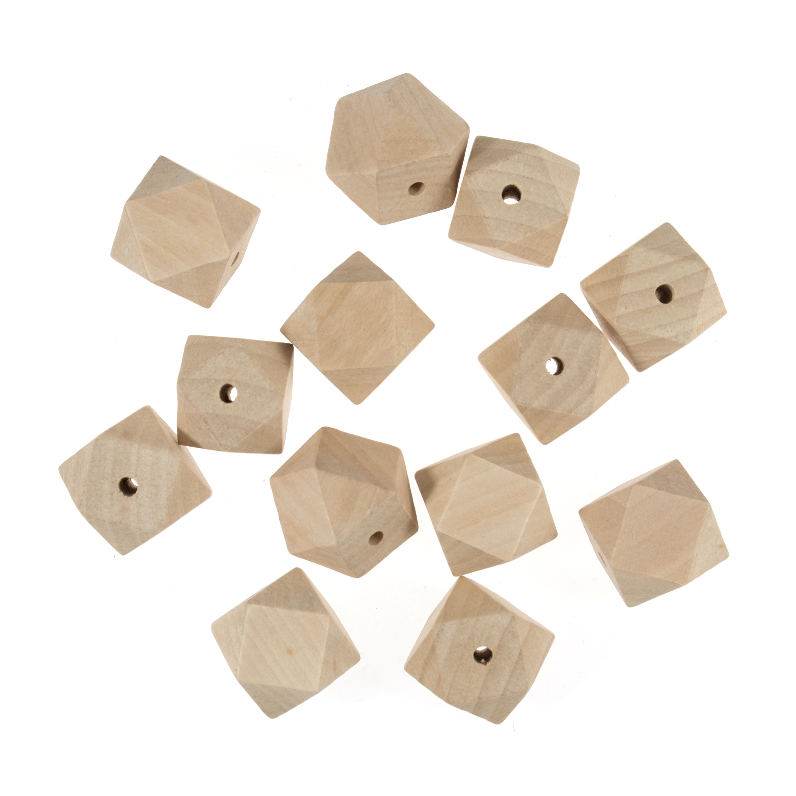 Picture of Wooden Beads: 30mm: 5mm Centre Hole: Geo Cut: 50 Pieces