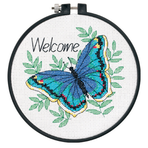 Picture of Learn-a-Craft: Counted Cross Stitch Kit with Hoop: Welcome Butterfly