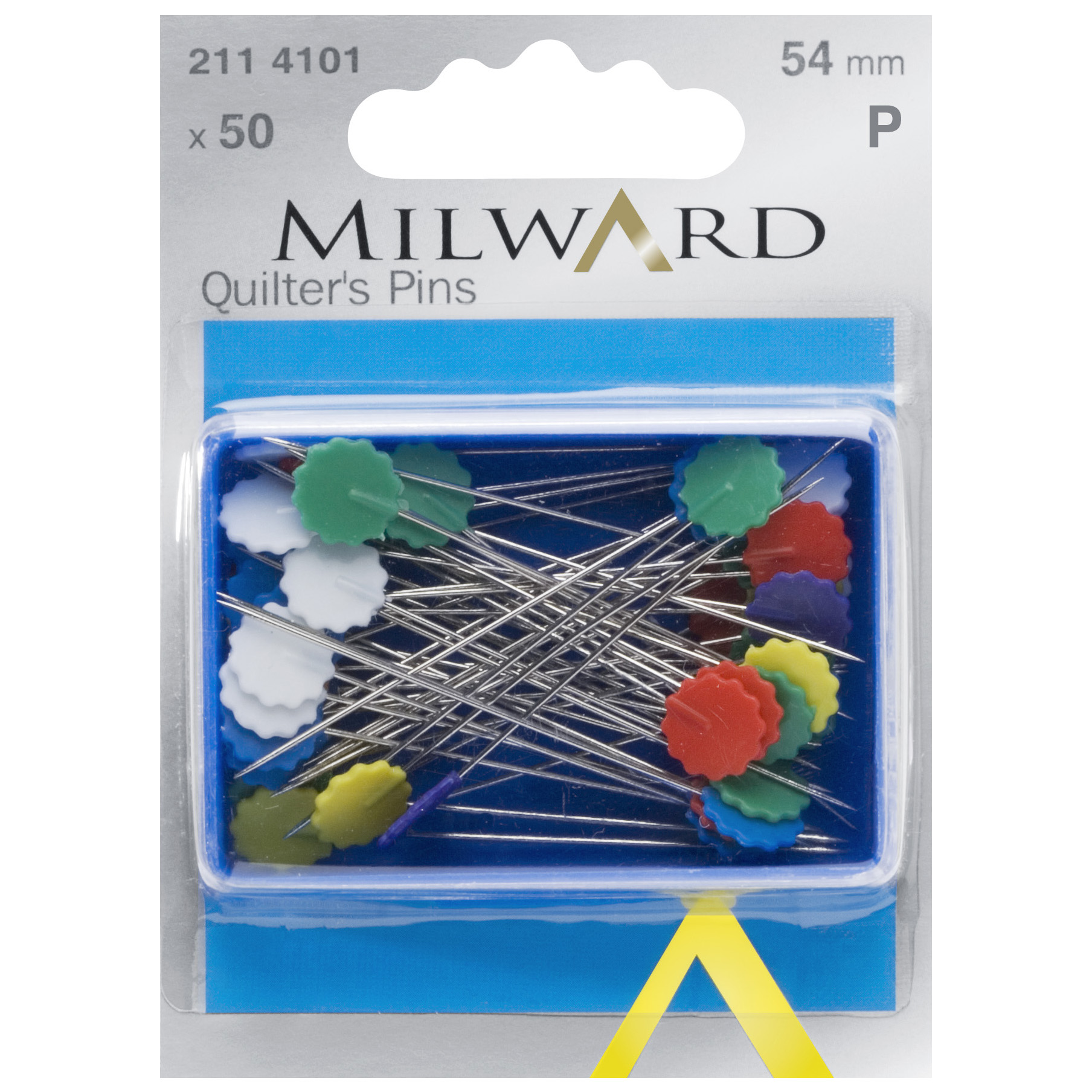 Pins Straight Quilters Assorted Colours 54mm 50 Pieces Milward