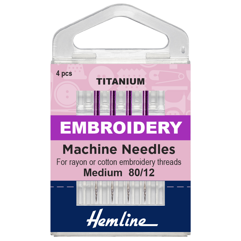Sewing Machine Needles Titanium Embroidery 80(12) 4 Pieces