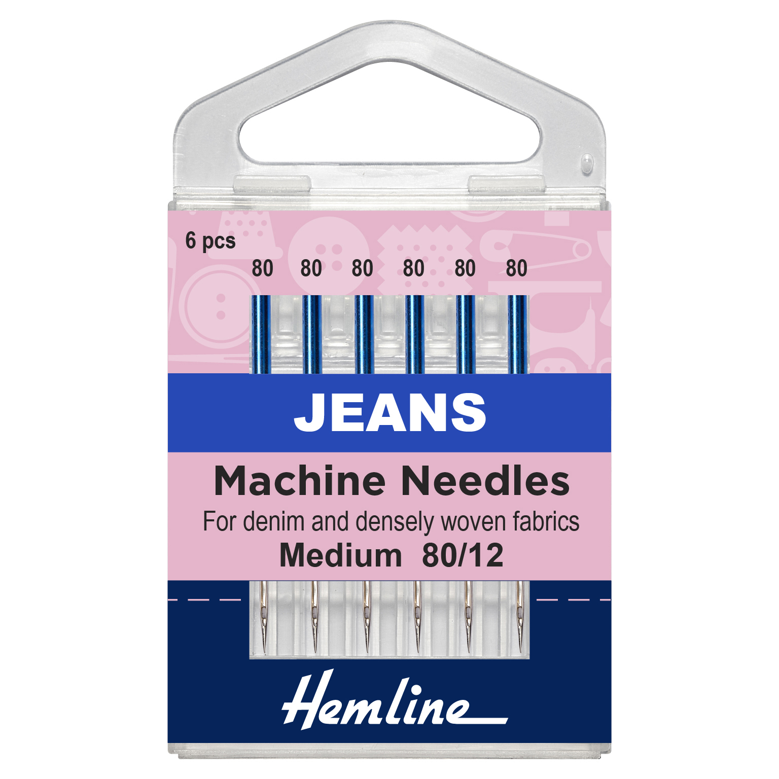 Sewing Machine Needles Jeans Medium 80(12) 6 Pieces Hemline Groves and Banks