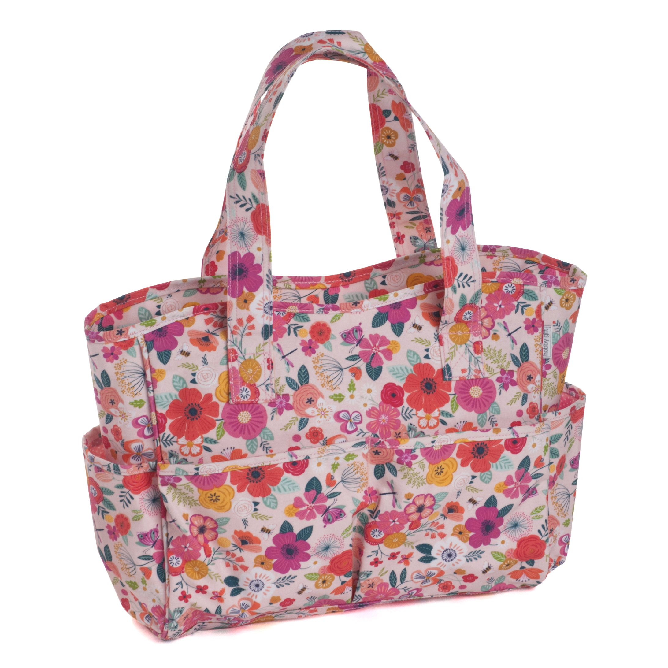 Craft Bag: Matt PVC: Floral Garden: Pink - Hobby Gift - Groves and Banks