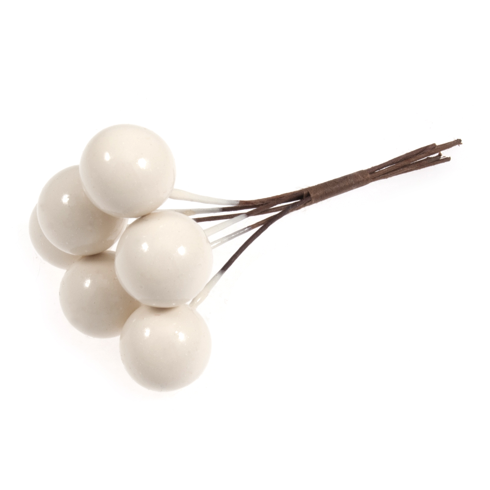 Picture of Berries: Medium 15mm: 6 x Bunches of 6 Stems: White