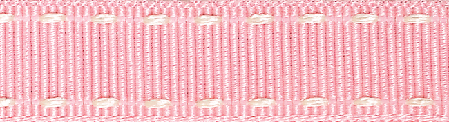 Picture of Ribbon: Stitched Grosgrain: 4m x 15mm: Pink and Ivory
