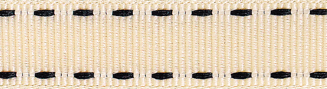 Picture of Ribbon: Stitched Grosgrain: 4m x 15mm: Ivory and Black