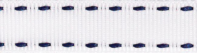 Picture of Ribbon: Stitched Grosgrain: 4m x 15mm: White and Navy