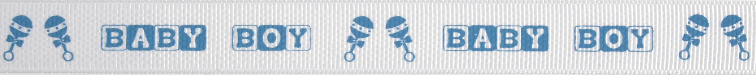 Picture of Ribbon: Grosgrain: Baby: 25m x 15mm: Blue on White