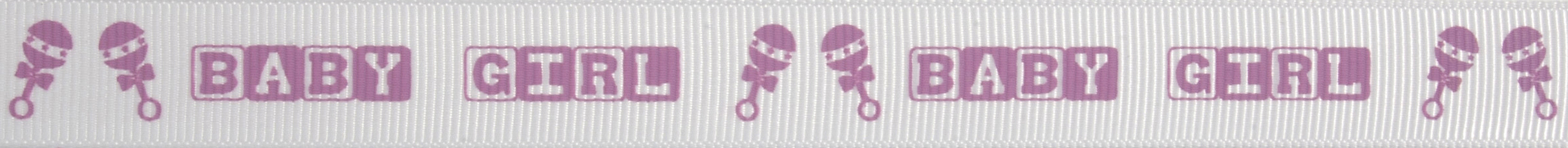 Picture of Ribbon: Grosgrain: Baby: 25m x 15mm: Pink on White