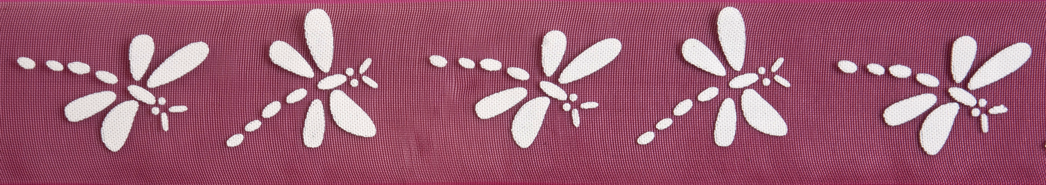 Picture of Ribbon: Organdie Dragonfly: 3m x 25mm: White on Burgundy