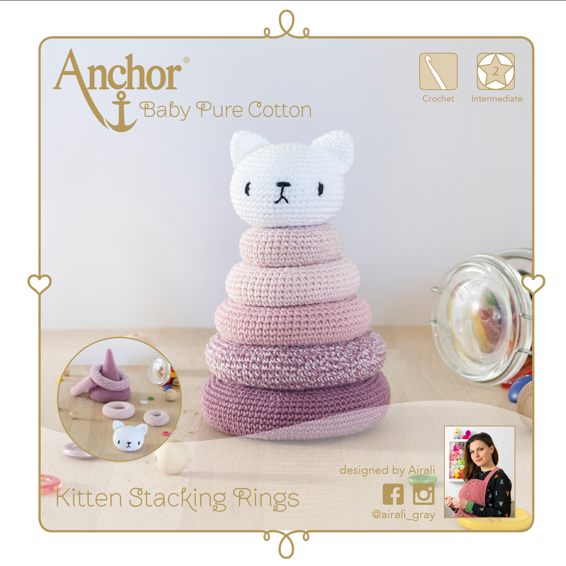 Crochet Kit Stacking Toy Kitten Anchor Groves and Banks