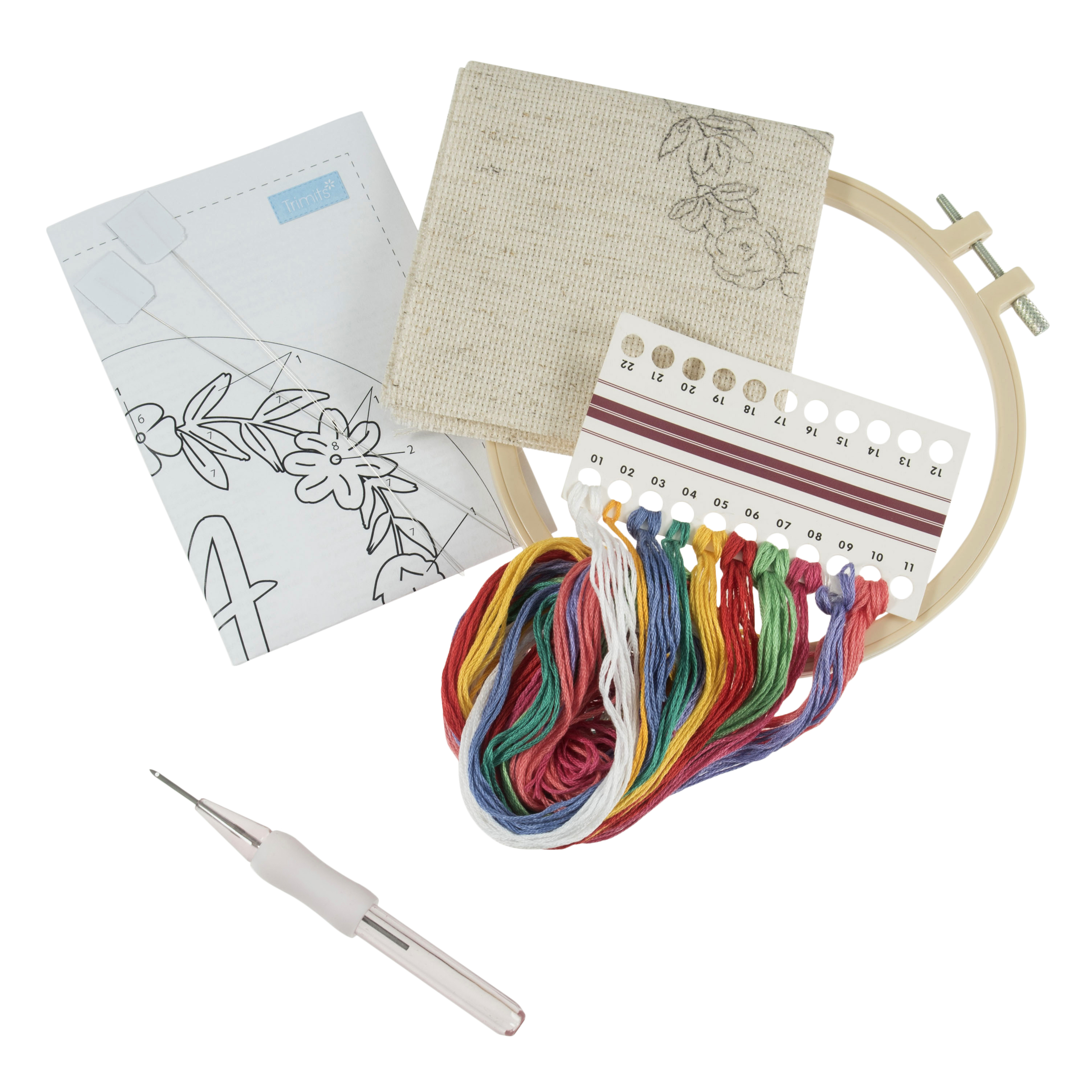 Punch Needle Kit: Floss and Hoop: Floral Monogram - Trimits - Groves ...