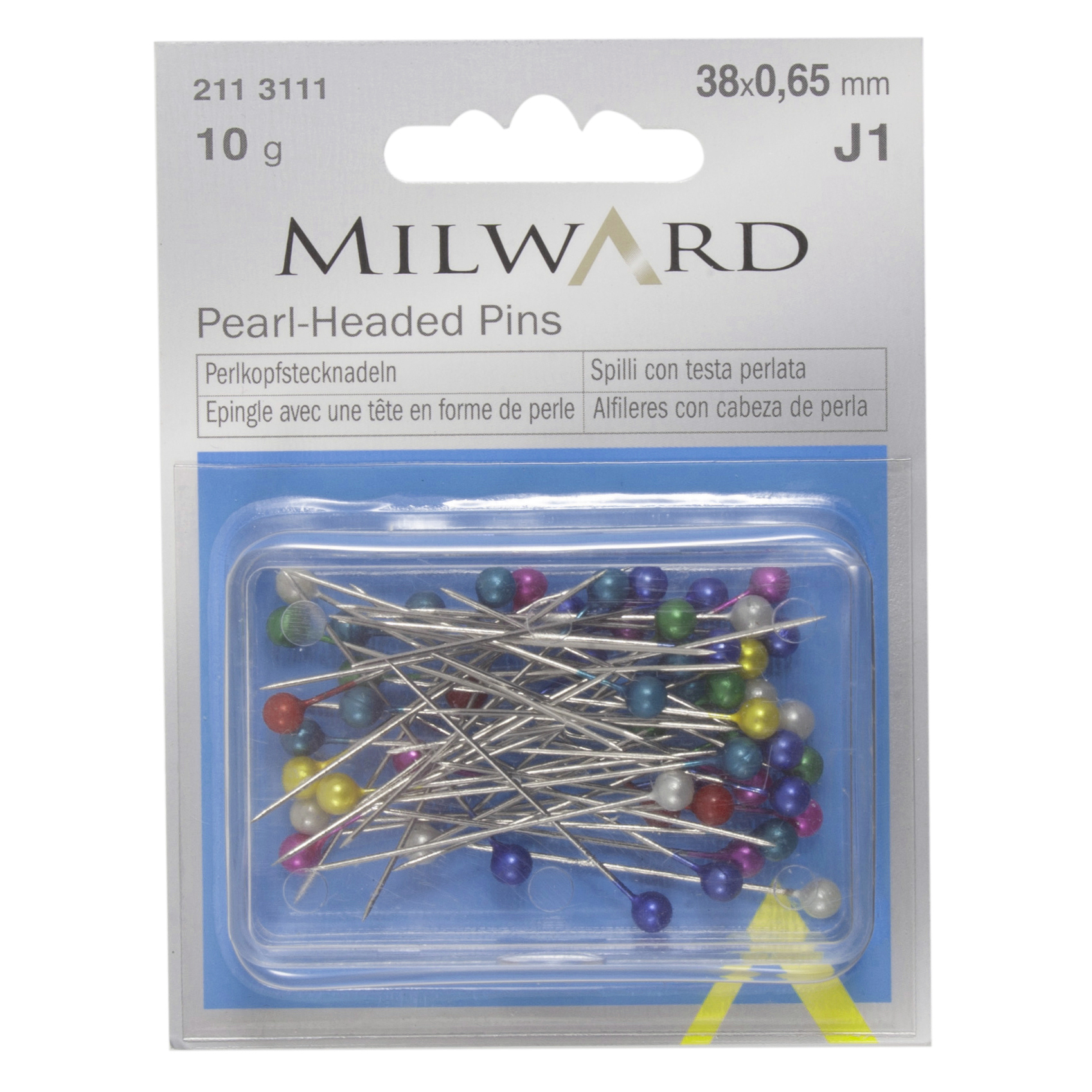 Pins Straight PearlHeaded Assorted 38 x 0.65mm 50 Pieces