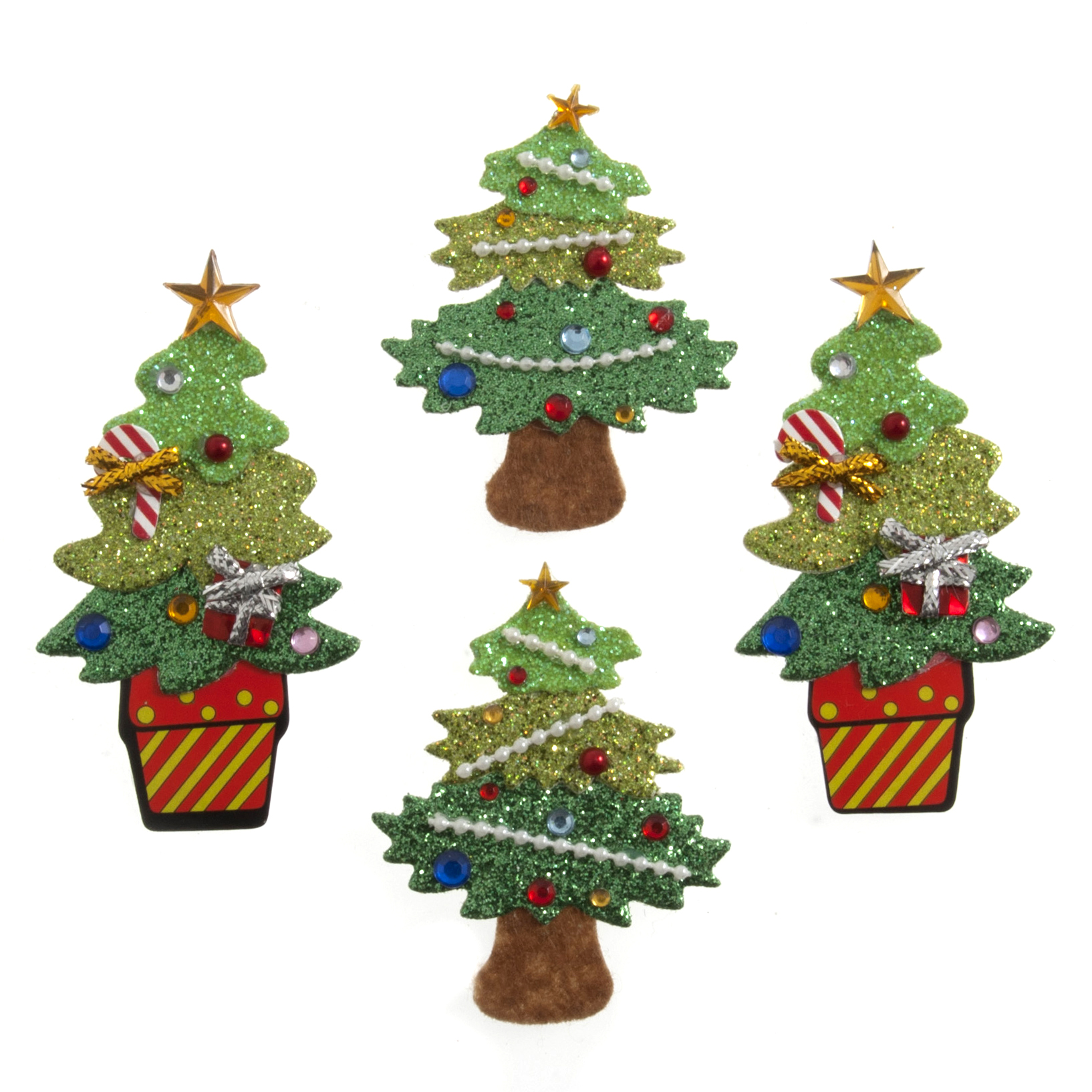 Picture of Craft Embellishment: Glitter Christmas Trees: Pack of 4