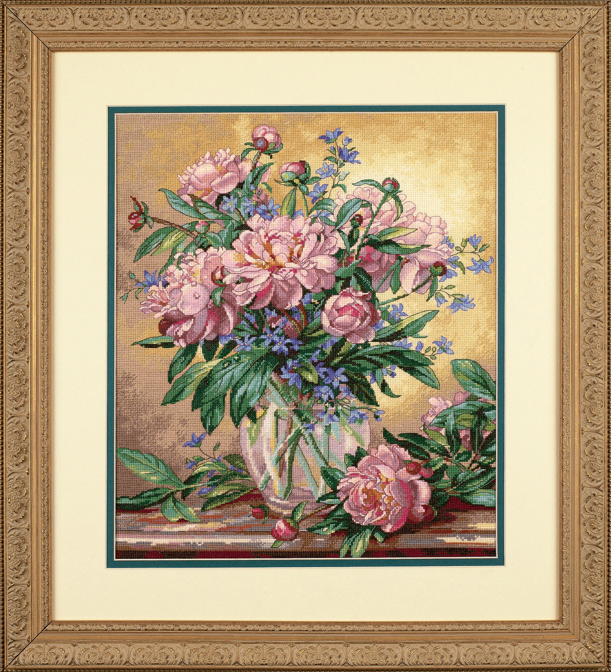 Counted Cross Stitch Kit: Peonies & Canterbury Bells - Dimensions ...