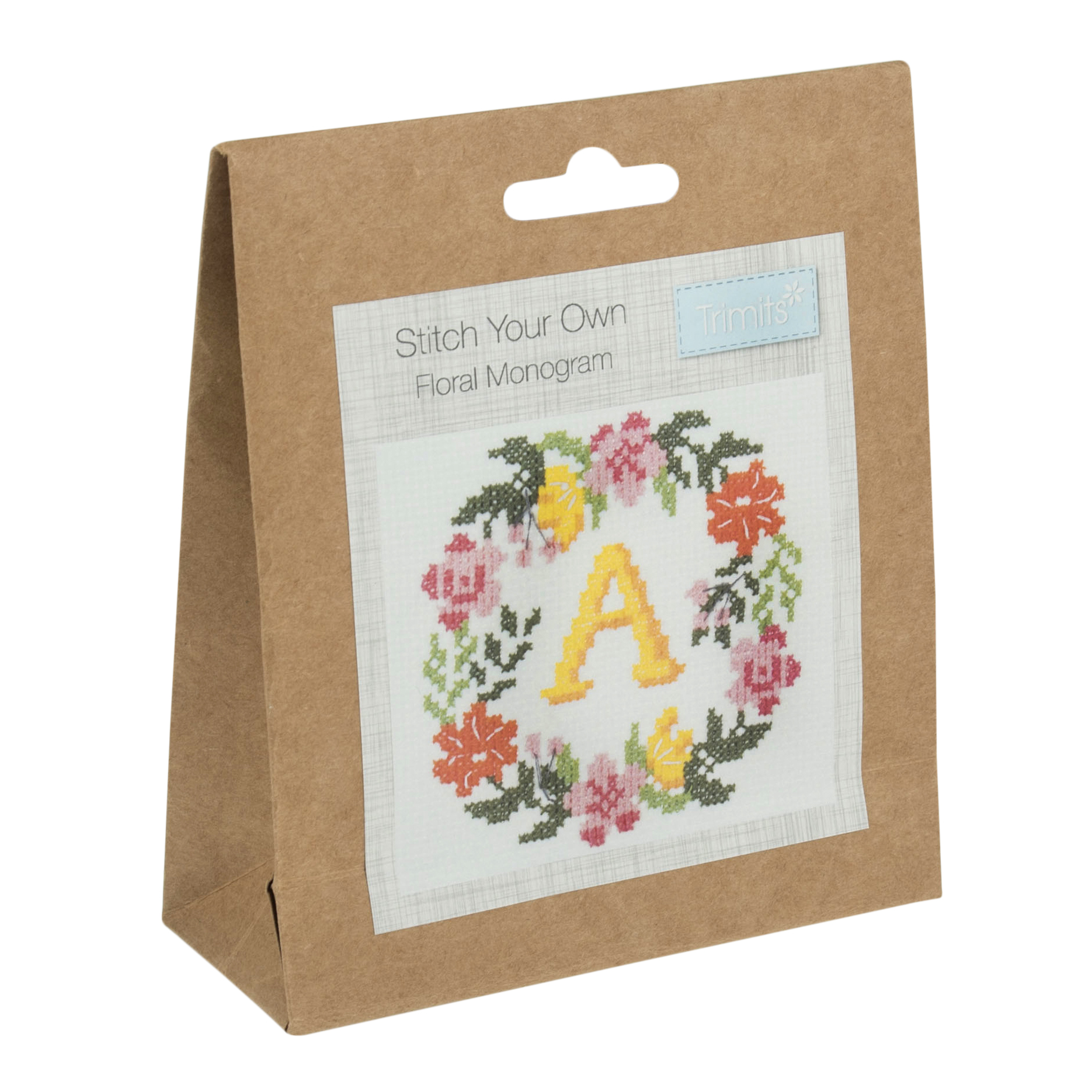 Counted Cross Stitch Kit: Floral Wreath Monogram - Trimits - Groves and