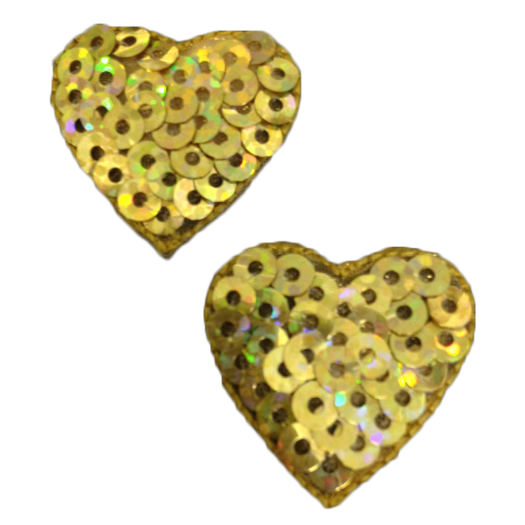 Picture of Motif: Gold Sequin Heart x 2: Small format card