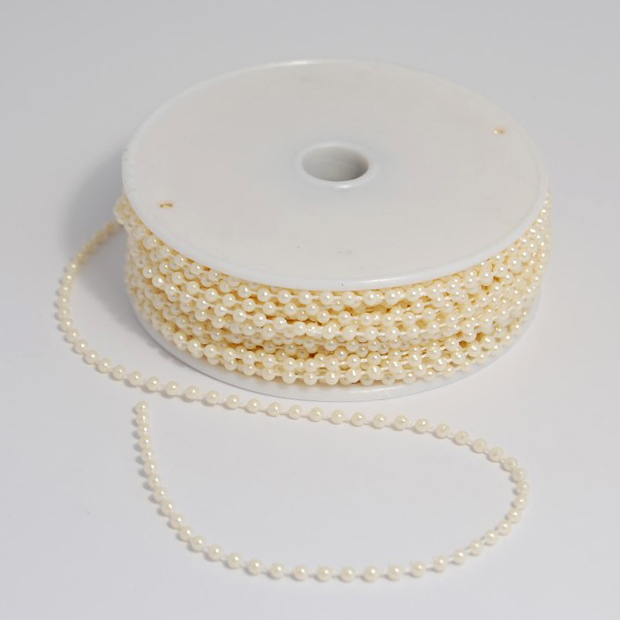 Trim Bead Round 25m x 3mm Cream Occasions Bulk Groves and Banks