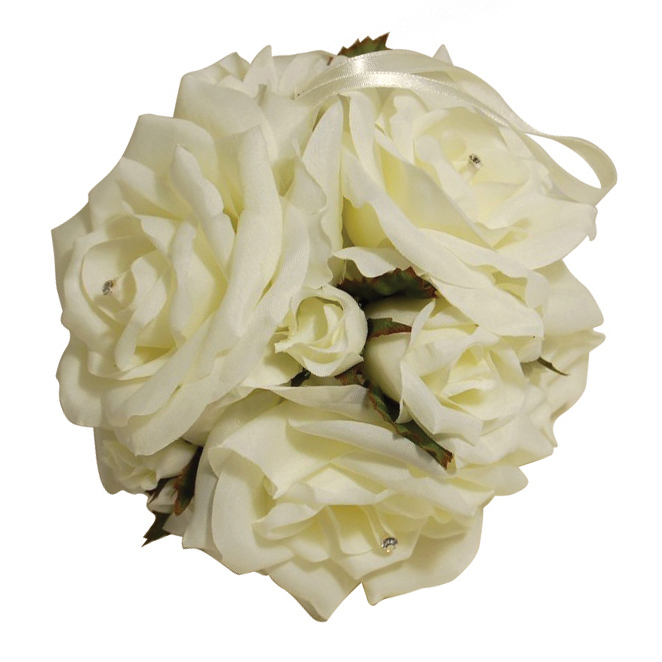 Picture of Flower Ball: Rose Bud with Ribbon: Ivory