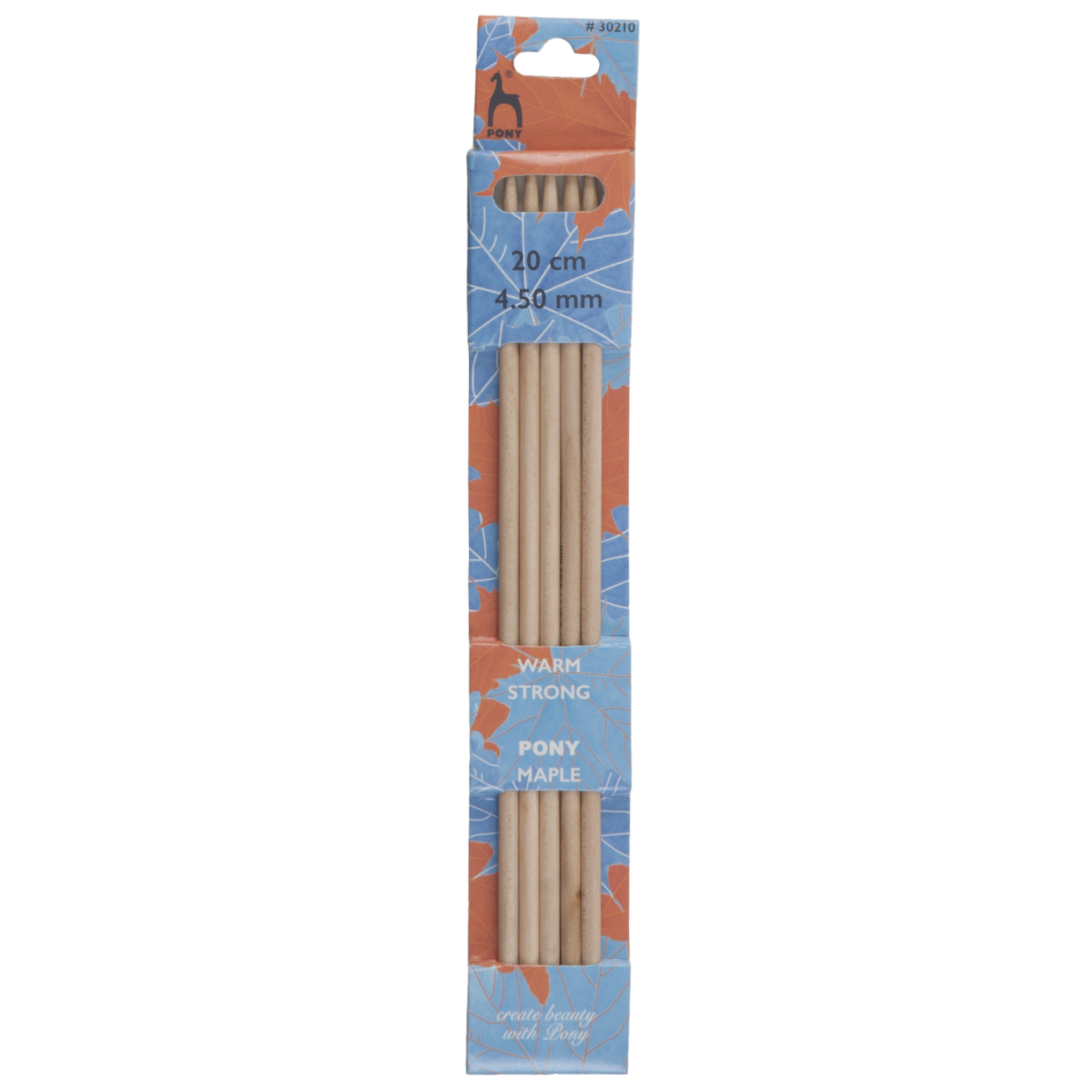 Knitting Pins DoubleEnded Set of Five Maple 20cm x 4.50mm Pony