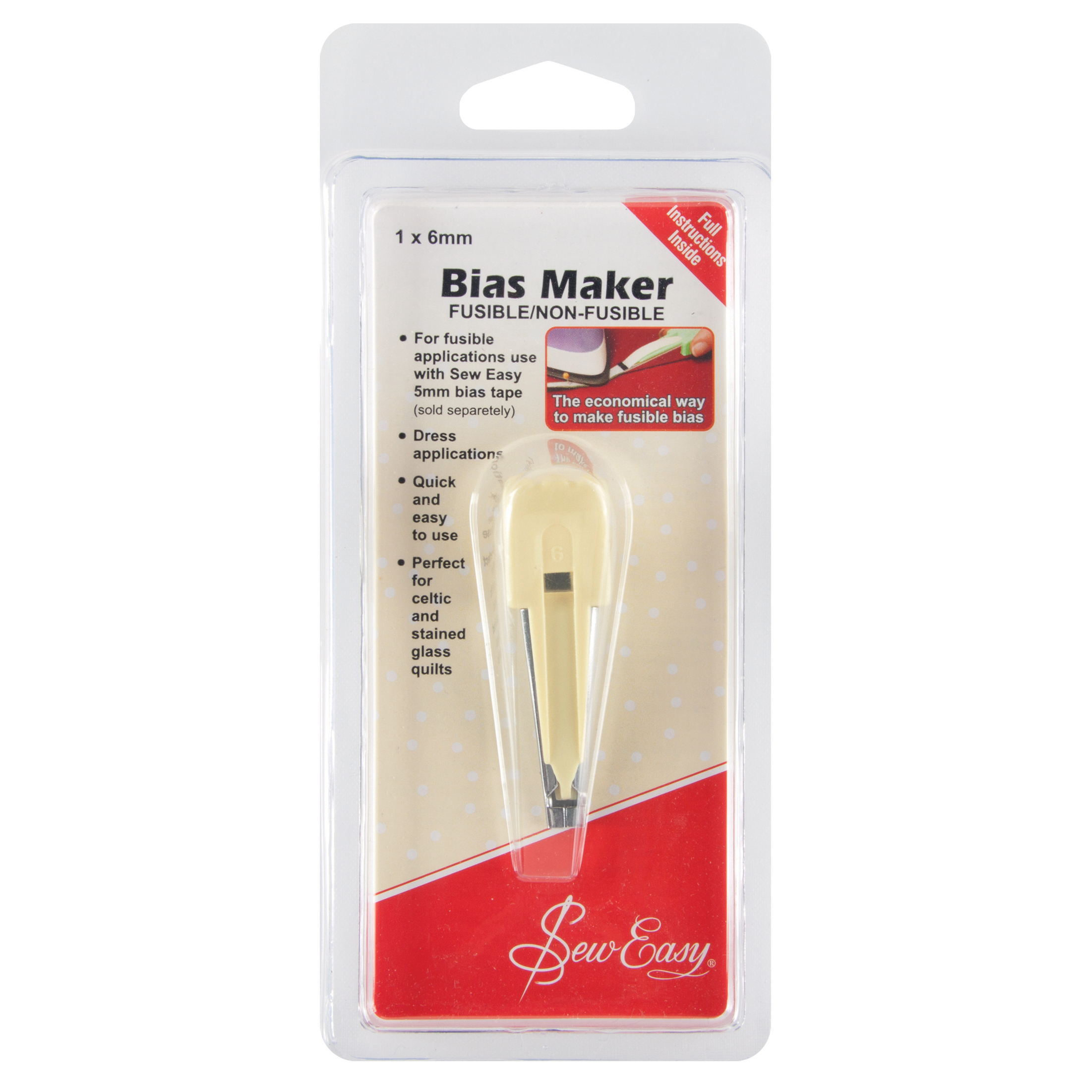 Fusible Bias Tape Maker 6mm Sew Easy Groves and Banks